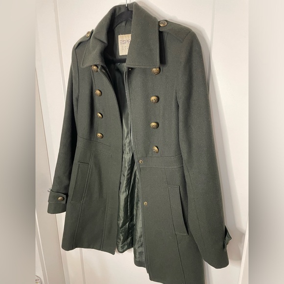 Esprit Wool Blend Green Military Style Peacoat Jacket Women’s medium - Picture 4 of 9